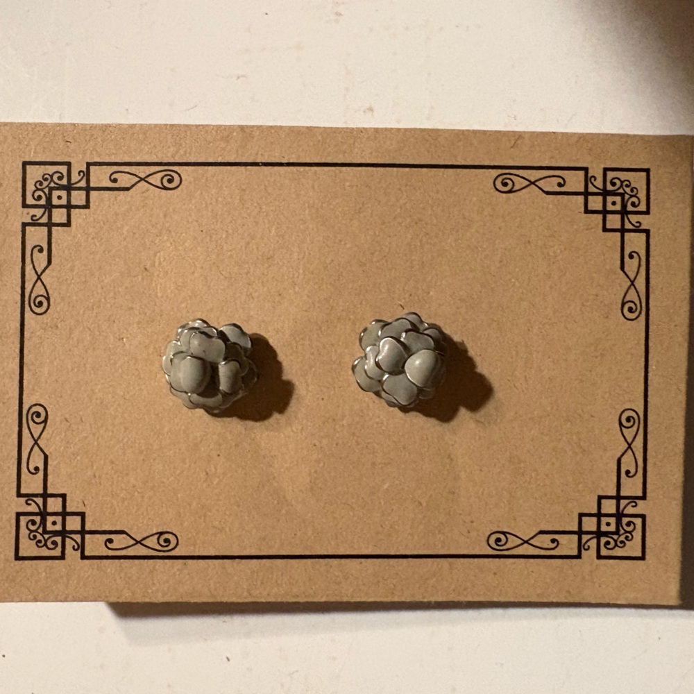Anthropologie Gray Floral Earrings